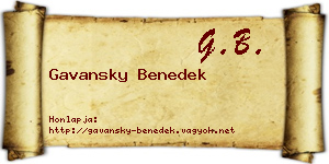 Gavansky Benedek névjegykártya